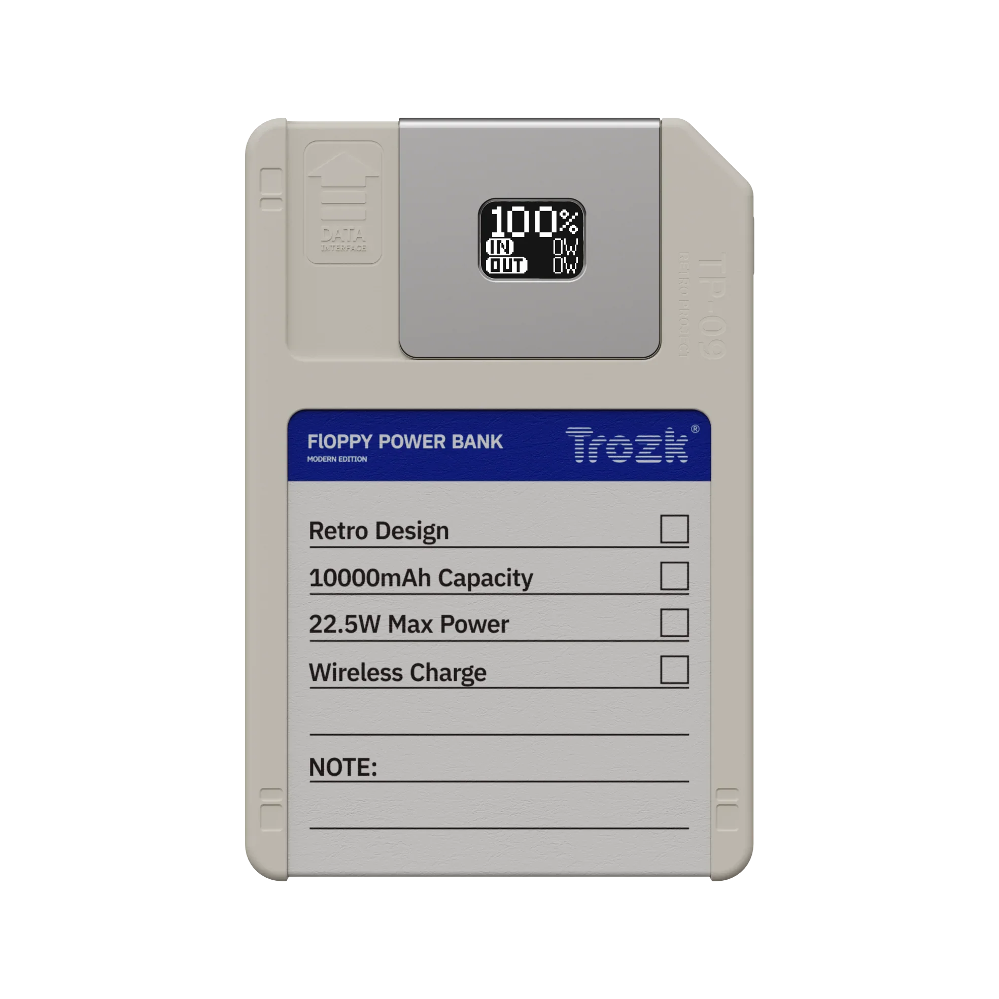Trozk Retro Floppy Power Bank | 10000mAh Magnetic Charger & 64GB