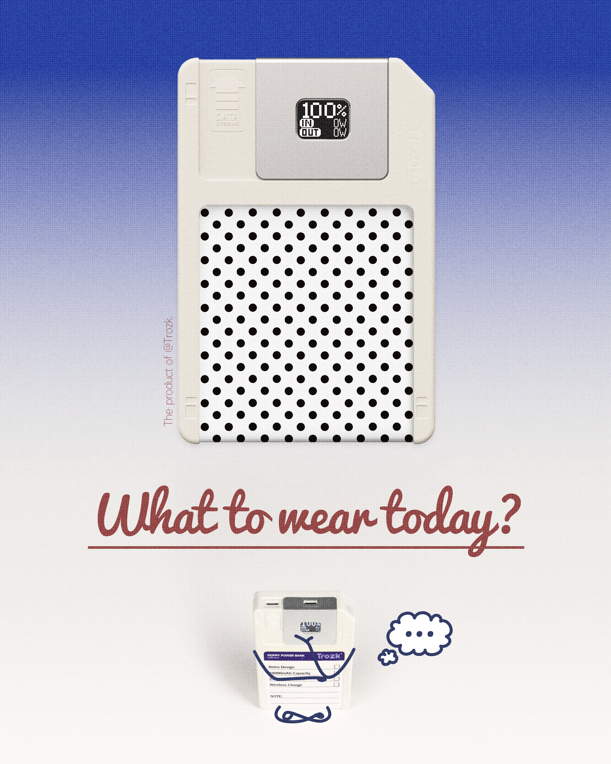 Floppy Magnetic Power Bank With Storage