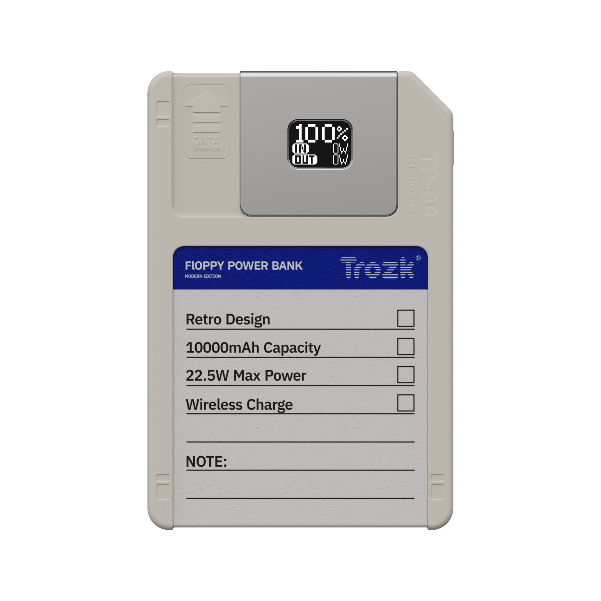 Trozk Floppy Magnetic Power Bank 10000mAh PD22.5W with storage